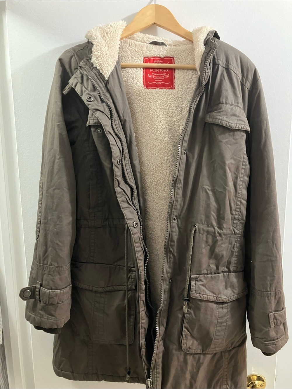 Women’s Olive Sherpa-Lined Military Field Jacket